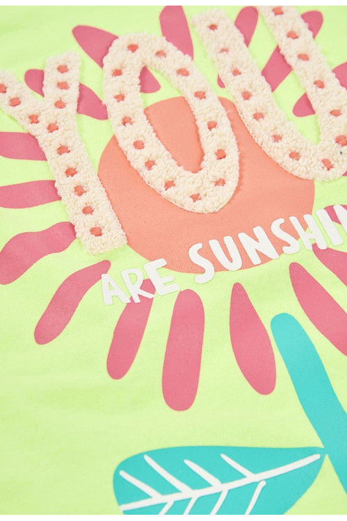 Conjunto Camiseta M/C Y Short Felpa Denim Niña Verde Y Azul