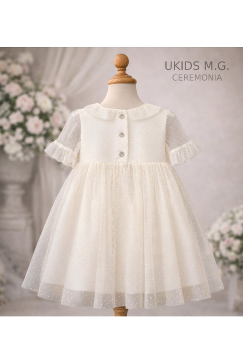 Vestido Tul Plumeti Básico sin fajín color blanco