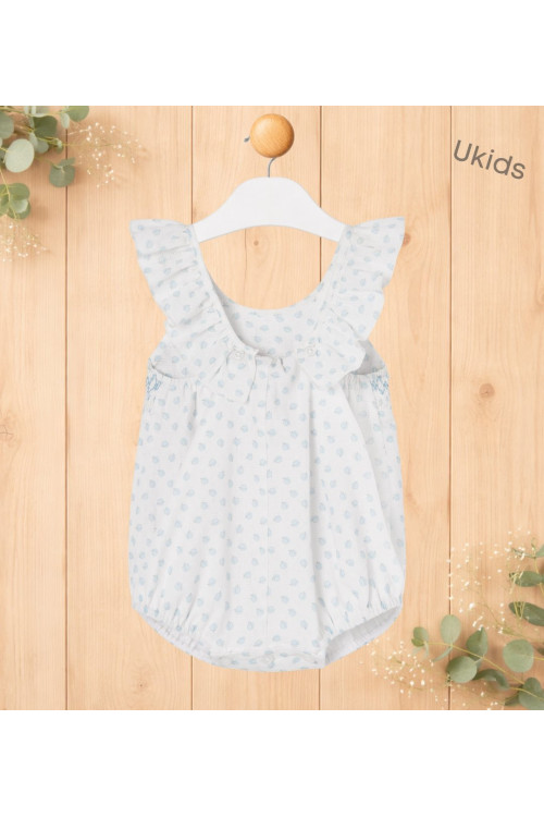 Pelele Tela C/Nido De Abeja Niña 'Eden V26' Azul Brisa