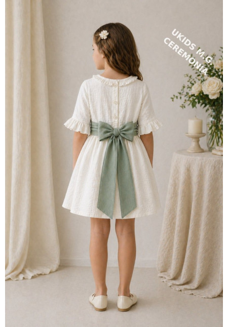 VESTIDO BÁMBULA/LINO MANGA FRANCESA FAJIN LINO verde