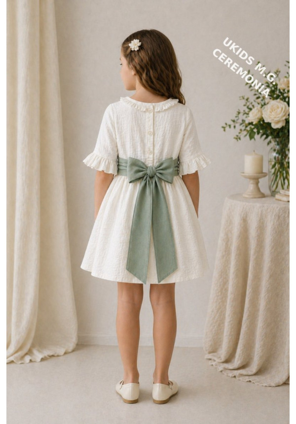 VESTIDO BÁMBULA/LINO MANGA FRANCESA FAJIN LINO verde
