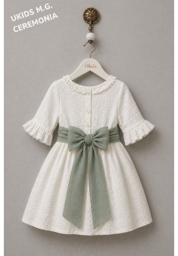 VESTIDO BÁMBULA/LINO MANGA FRANCESA FAJIN LINO verde