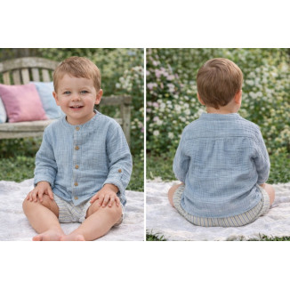 Conjunto Bebe Manga Larga Art.0359 'Familia Decoración' Celeste Empolvado