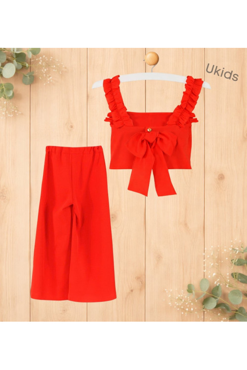 Conjunto Top + Pantalón Niña coral intenso