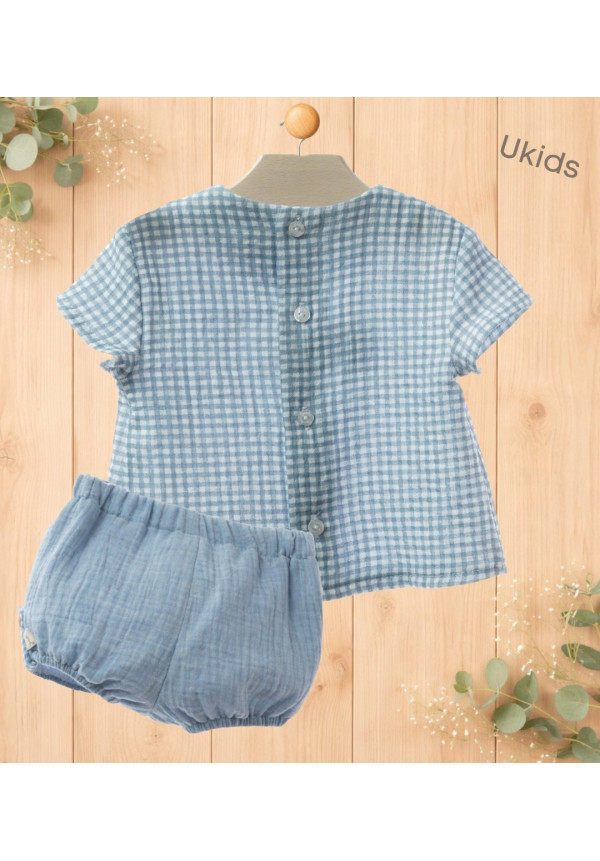 Conjunto Baby Art.0018 'Familia Provenzal' Celeste Empolvado