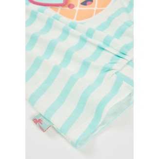 Conjunto Camiseta Punto Listada Y Bermudas Punto Flamé Niña Azul