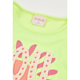 Conjunto Camiseta M/C Y Short Felpa Denim Niña Verde Y Azul