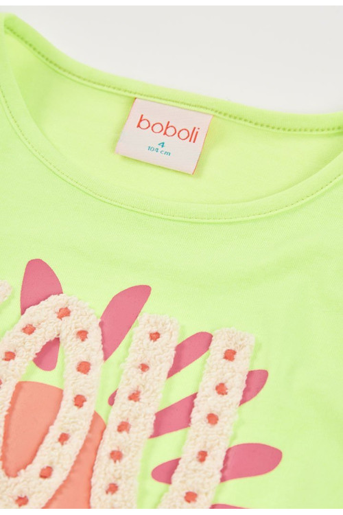 Conjunto Camiseta M/C Y Short Felpa Denim Niña Verde Y Azul