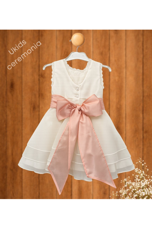 Vestido ceremonia Organza Gardenia color blanco