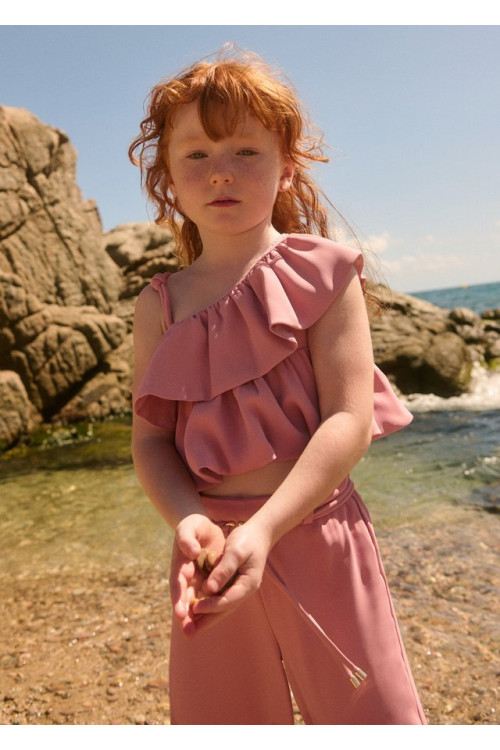 Conj. Pantalon Largo Crepe Orquidea