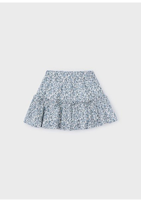 Falda Dobby Estampada Celeste