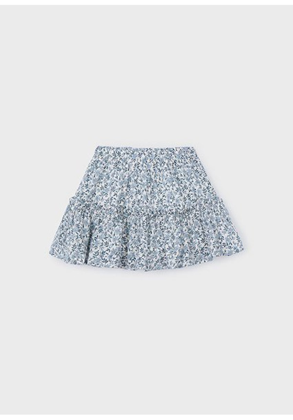 Falda Dobby Estampada Celeste