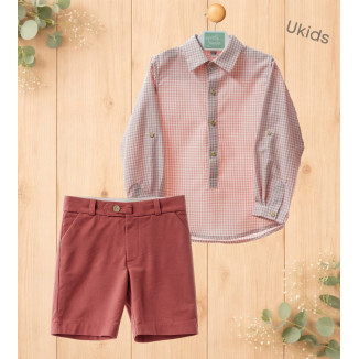 Traje Niño Pantalon Bermuda (2Piezas) Art.1207 'Familia Maemuki' Coral