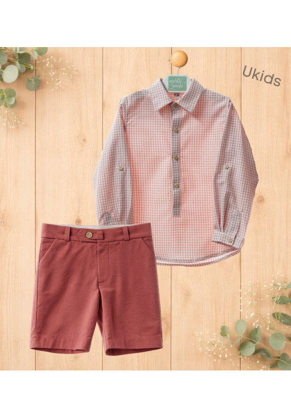 Traje Niño Pantalon Bermuda (2Piezas) Art.1207 'Familia Maemuki' Coral